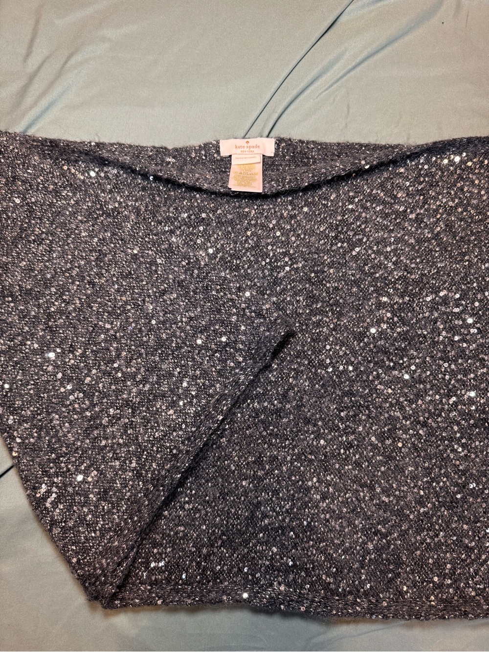 Kate Spade Allover Sequin Infinity Loop Scarf Black Silver